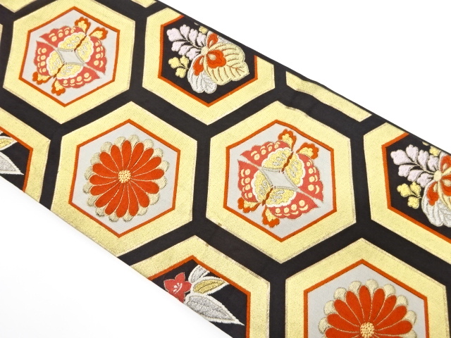 JAPANESE KIMONO / ANTIQUE FUKURO OBI / SILK / WOVEN KIKKO